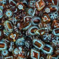 Mixed baroque acrylic loose beads for DIY handmade bracelets jewelry making accessories - 100g (Approx. 90 Pcs) / 21 Amber with Blue Rim