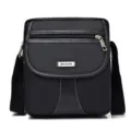 Classic black men's oxford crossbody bag featuring an adjustable shoulder strap - Black Vertical