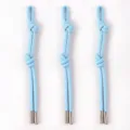 Close-up of three light blue PU leather knotted lanyards with silver metal tips - Braided Lanyard / 1 Piece/Pack / Blue