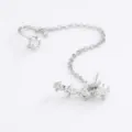 Ασημένιο σκουλαρίκι ear cuff με αλυσίδα και λαμπερά ζιργκόν - 1 Τεμάχιο / Λευκόχρυσο