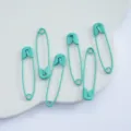 Cyan alloy painted safety pins, colorful DIY jewelry accessories and daily sewing tools. - 31mm (50 Pcs) / Cyan