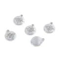 Silver alloy star charms with clear rhinestones for DIY jewelry making and pendants - Silver Eight-Pointed Star Round Plate Rhinestone Pendant (FL0469)