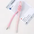 Perlmuttrosa ledergeflochtene Handy-Halskette und Taschenriemen mit Metallkappen. - 01# Perlglanz-Rosa