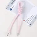 Rosa perlmuttfarbenes Leder geflochtener Twist Knoten Schlüsselband Taschenanhänger. - 03# Perlglanz-Hellrosa