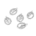 Detailed view of silver-tone vintage tulip oval alloy pendants for DIY jewelry - Silver Tulip Hollow Pendant (FL0469)