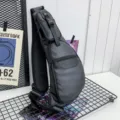 Large capacity waterproof black tactical sling bag for men with multiple compartments - Black
