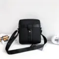 Black oxford cloth messenger bag for men with adjustable shoulder strap - Business Casual (903) / S / Black