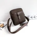 Premium brown Oxford cloth men's crossbody bag with adjustable JINGPIN branded strap - Business Casual (903) / L / Brown