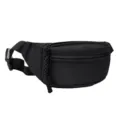 Versatile black sports waist bag with woven zipper pull for outdoor and casual use. - Black