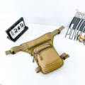 Durable tactical drop leg bag for motorcycle riding in khaki with multiple pockets - Khaki