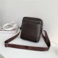 Professional brown textured PU leather crossbody bag for men with adjustable strap - Shoulder Crossbody (907-1) / Brown