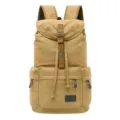 Retro khaki canvas backpack for men with large capacity for travel and school use - Khaki