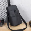 Black multi-pocket crossbody bag for water bottle storage in fitness or travel - Black