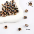 Cuentas de flores de cerámica esmaltada marrón para joyas DIY, 10mm, pack de 10. - Flor