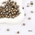 30 piezas de cuentas espaciadoras de cerámica esmaltada marrón de 6 mm para joyas - Cuenta Redonda 6mm