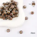 20 piezas de cuentas de cerámica marrón de 8mm para hacer joyas de bricolaje artesanal - Cuentas redondas 8mm