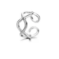 Silver-finish wavy hollow geometric ear cuff for non-pierced ears - Wave Ear Cuff (SE1244) / 1PC / Silver