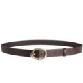 Close-up of dark brown PU leather belt with irregular gold buckle, casual fashion detail shot. - 120cm / Gold Buckle Coffee