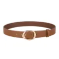Stylish women's brown PU leather belt featuring a unique irregular gold pin buckle design. - 120cm / Gold Buckle Khaki