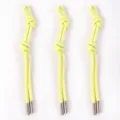Close-up of three neon yellow PU leather knotted keychains with metal tips - Braided Lanyard / 1 Piece/Pack / Yellow