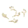 Elegant gold-plated alloy star charms with white inlay and rhinestone for DIY jewelry - Golden Four-Pointed Star Rhinestone Pendant (FL0469) / Pack of 2 / Golden Gemstone Star