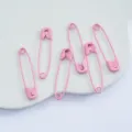 Cute Pink Alloy Painted Safety Pins Cute DIY Jewelry Craft Accessories Size 36mm - 31mm (50 Pcs) / Pink