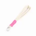 Handmade 16cm double-strand woven phone lanyard keychain in beige and pink color - Woven Style (01) / Beige White/Pink/White