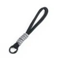 16cm black and grey double-strand hand-woven paracord phone lanyard keychain strap - Woven Style (02) / Black Grey Patchwork