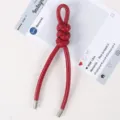 Rote Leder geflochtene Knoten Schlüsselanhänger Lanyard Tasche Charme stilvolles PU Zubehör - Weinrot (#17)