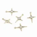 Set of 5 golden alloy four-point star charms with moonstone inlay for DIY jewelry - Golden Four-Pointed Star Blue Gem Charm (FL0469)