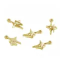 Set of five golden alloy star-shaped charms for DIY bracelet and necklace jewelry making - Double Four-Pointed Star Pendant (FL0469)