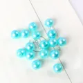 Turquoise ABS Imitation Pearl Beads Straight Hole Round DIY Jewelry Accessory item - 14mm (Approx. 20 Pieces) / Lake Blue