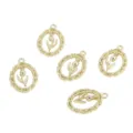 Set of five gold-tone alloy tulip flower pendants with oval filigree frames for DIY jewelry - Tulip Flower Pendant (FL0469)