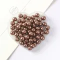 Bronze ABS faux pearl round beads with hole in heart container DIY jewelry making accessories. - 14mm (Approx. 20 Pieces) / Dark Coffee