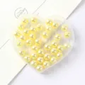 Yellow ABS imitation pearl beads, straight hole round beads for DIY jewelry and phone case making. - 3mm (Approx. 1000 Pieces) / Light Yellow