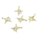 Golden alloy star-shaped pendants with iridescent moonstones for DIY jewelry making accessories - Artificial Moonstone Star Charm (FL0469)
