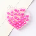 Pink ABS imitation pearl round beads in a heart container for DIY jewelry making. - 10mm (Approx. 50 Pieces) / Light Rose Red