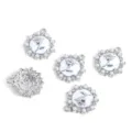 Elegant silver rose flower pendants with white enamel and faux pearls for DIY jewelry - Rose Flower Pearl Round Plate Pendant (FL0469)