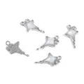 Silver alloy star charms with white inlay and rhinestone for DIY jewelry making - Silver Gemstone Four-Pointed Star Pendant (03)