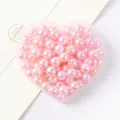 Pink imitation pearl beads, ABS round loose beads in heart box for DIY jewelry making crafts. - 6mm (Approx. 200 Pcs) / Pink