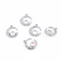 Silver alloy crescent moon pendants with iridescent beads and rhinestones for DIY - Silver Ruby Moon Pendant (05)