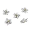 Elegant two-tone silver and gold metallic flower charms for DIY necklace and bracelet jewelry - Silver Flower Pendant (06)
