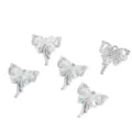 Silver alloy bow charms with iridescent centers and rhinestones for DIY jewelry making - Silver Bow Charm (07)