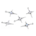 Silver alloy four-pointed star charms with blue gemstones for DIY jewelry making - Silver Blue Gemstone Four-Pointed Star Pendant (09)