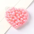 Pink ABS imitation pearl beads with direct holes, packaged in a cute heart storage box. - 6mm (Approx. 200 Pcs) / Light Pink