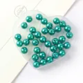 Teal ABS imitation pearl beads, round loose beads for DIY jewelry making, phone case decor. - 10mm (Approx. 50 Pieces/Pack) / Peacock Blue