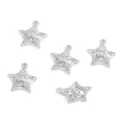 Set of five silver-tone alloy star pendants with rhinestones for DIY jewelry making - Silver Five-Pointed Star Pendant (12)
