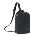 High-capacity casual dark navy canvas sling bag for men with adjustable shoulder strap - Black