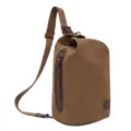 Stylish brown canvas sling bag for men with vertical front zipper for travel use - Brown