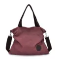 Grand sac à main fourre-tout en toile bordeaux avec bandoulière réglable pour femmes - Bordeaux